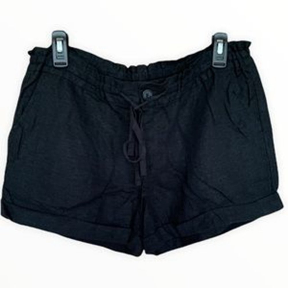 Black Linen Tie Shorts Size 8